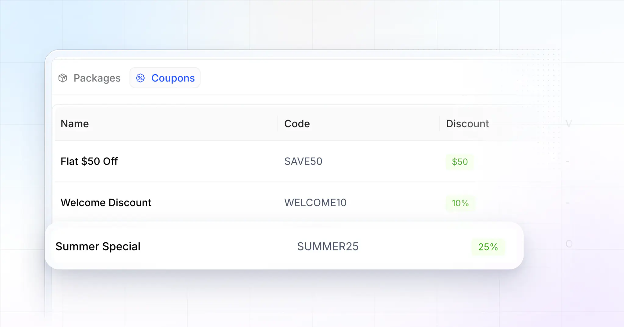 HubFit's coupons page on the web, with the Summer Special code, SUMMER25 for 25% off, lifted out in glass