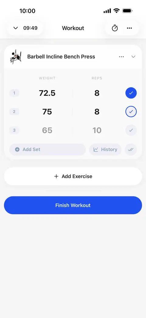 Training detail in the client app
