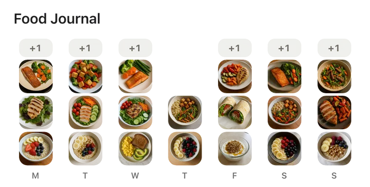 The week's food journal: photos of every logged meal, day by day