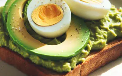 Avocado toast with a boiled egg