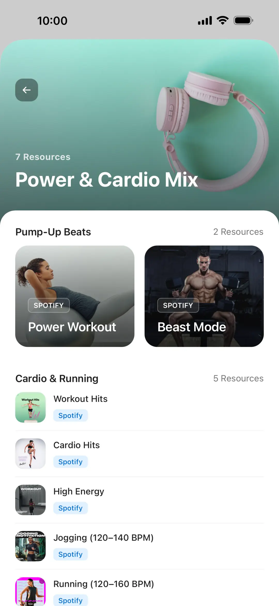 HubFit resource collections screen