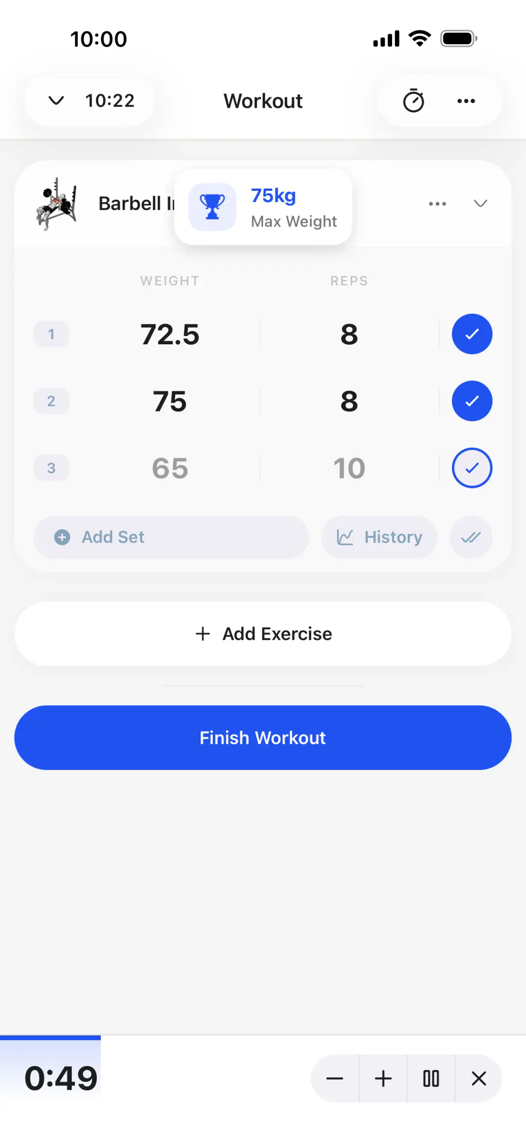 HubFit workout tracker