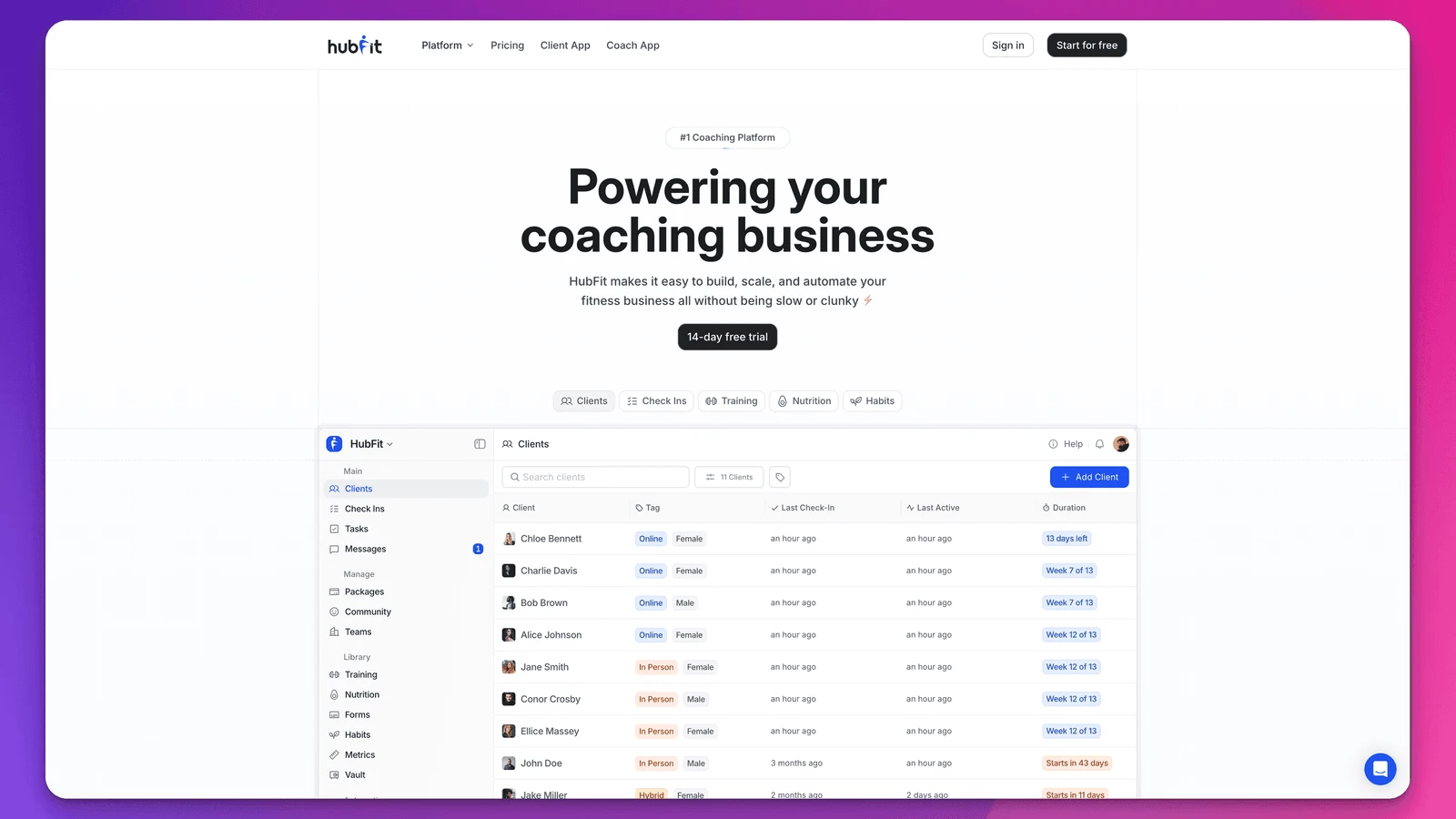 hubfit nutrition coaching