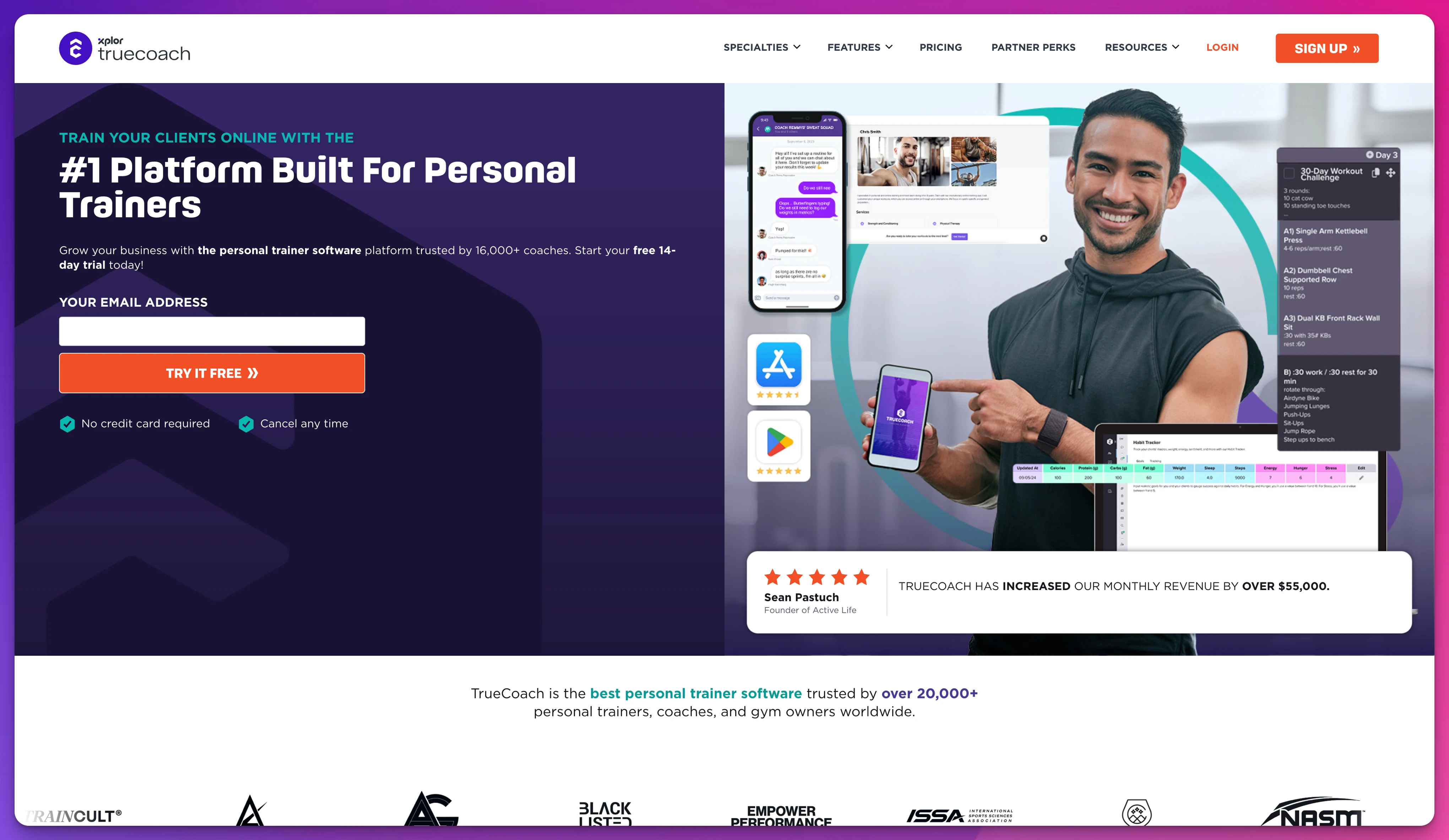 TrueCoach coaching platform landing page