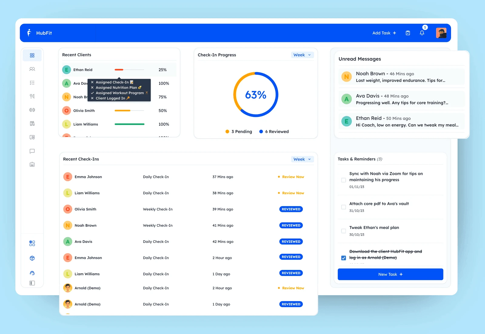 check-in dashboard