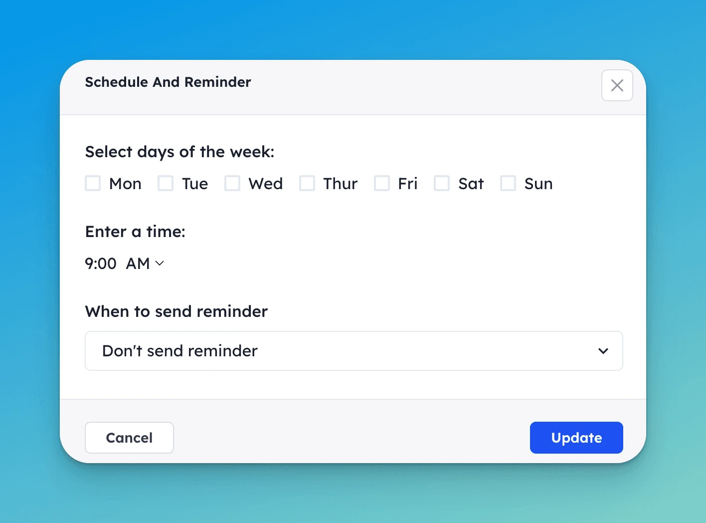 check-in schedule and reminder