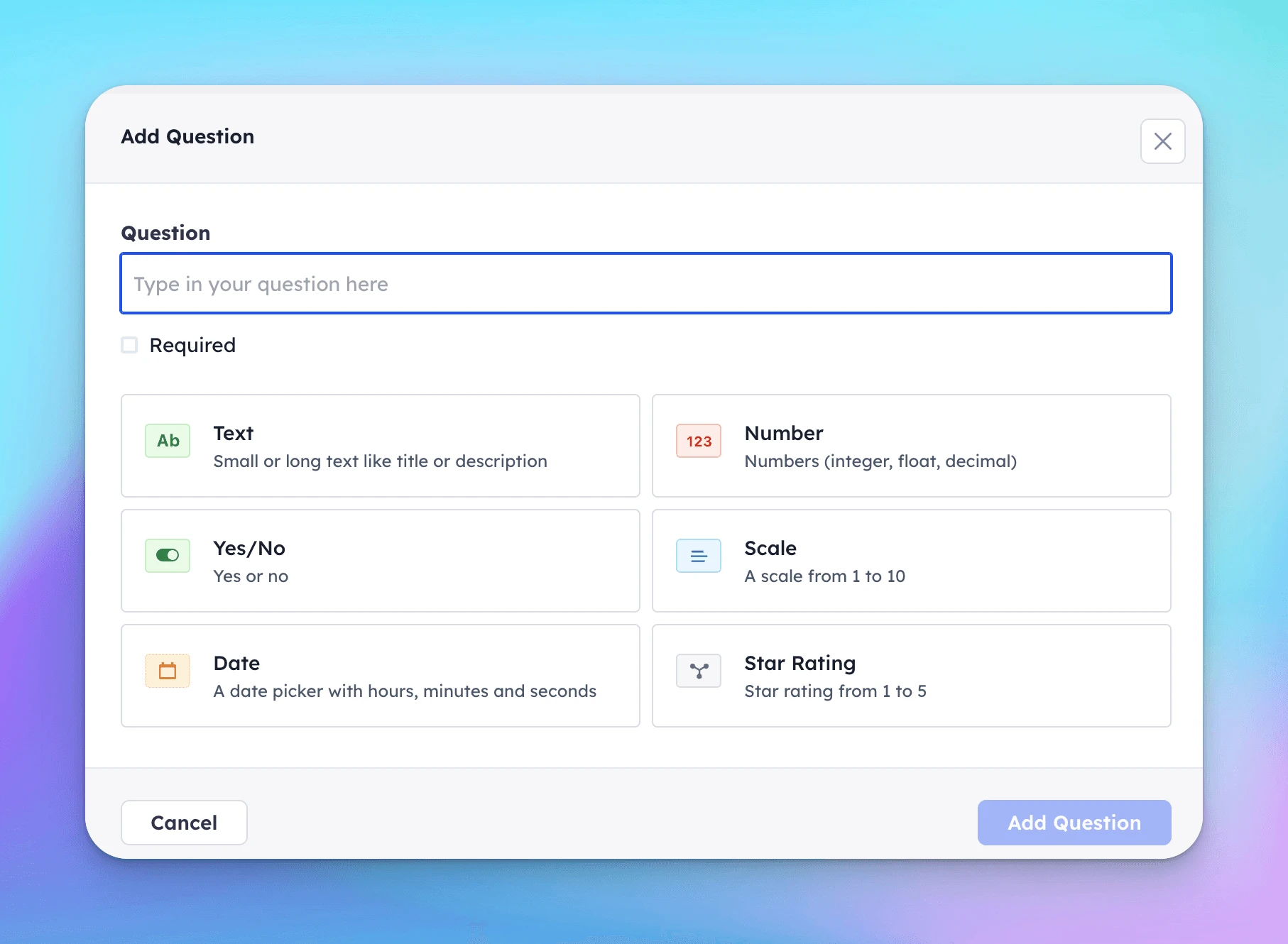 check-in question types