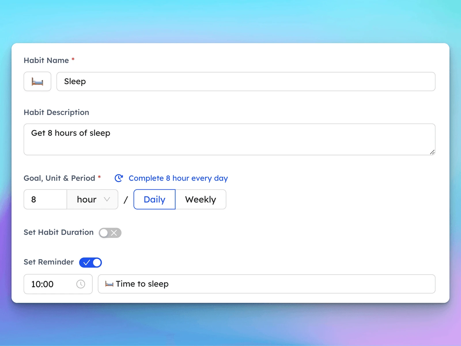 hubfit - customizable habits
