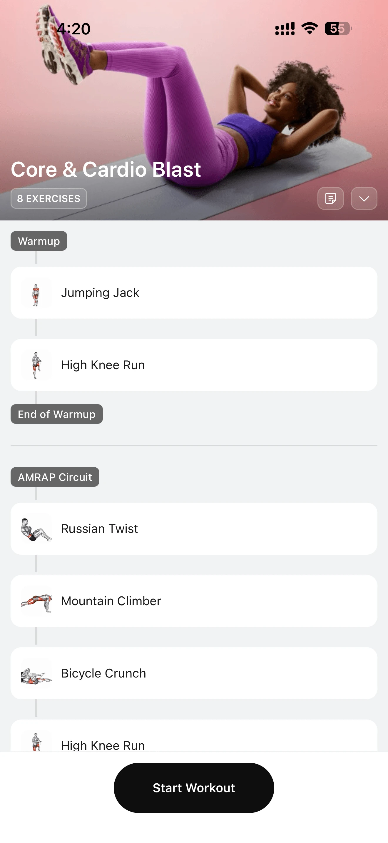 Workout Studio example